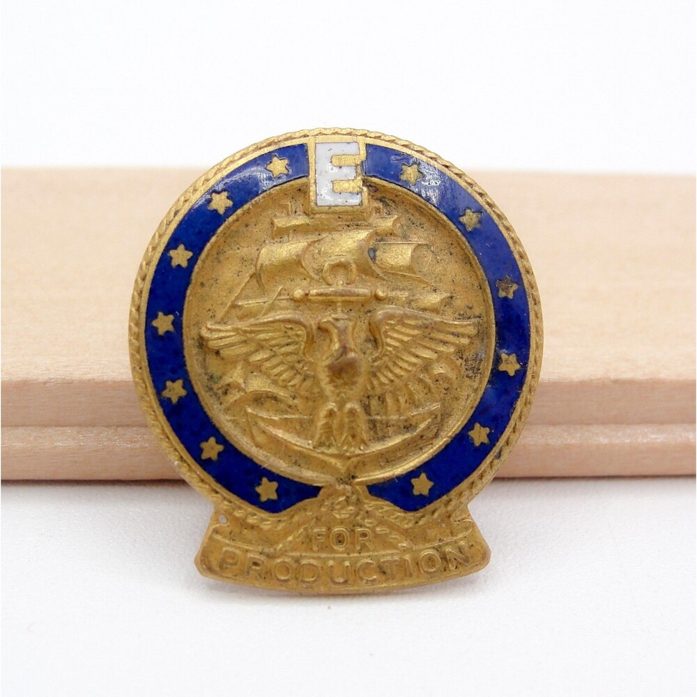 WWII Army Navy E Award Production Lapel Pin AE Co Utica NY Homefront WW2